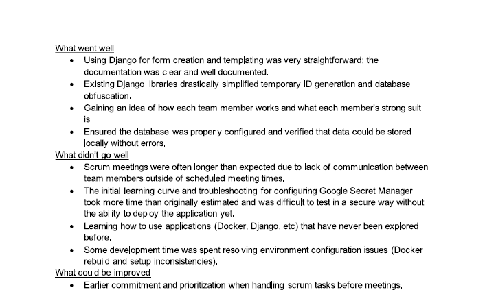 Sprint 1 Retrospective Preview